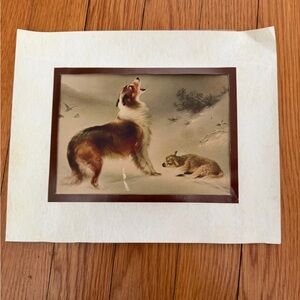 Vintage Pet Art Print with Dog and lamb